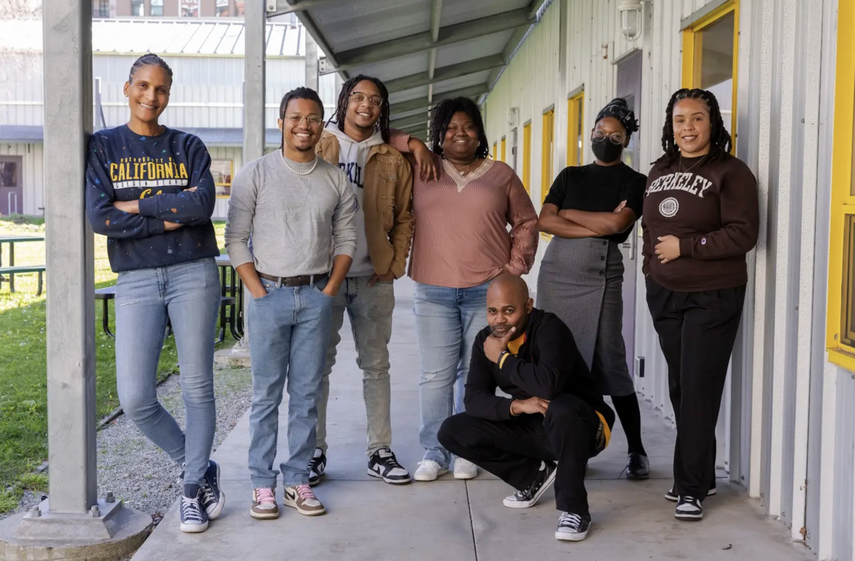 Team portrait left to right: (back row) Takiyah Jackson, Karl Brooks, Marcus McGhee, Lez'li Waller, B.B. Bradley, Emerald Green. (front row) Dr. Tony Gass. Not photographed: Thomas Logwood, DeVante Parker.